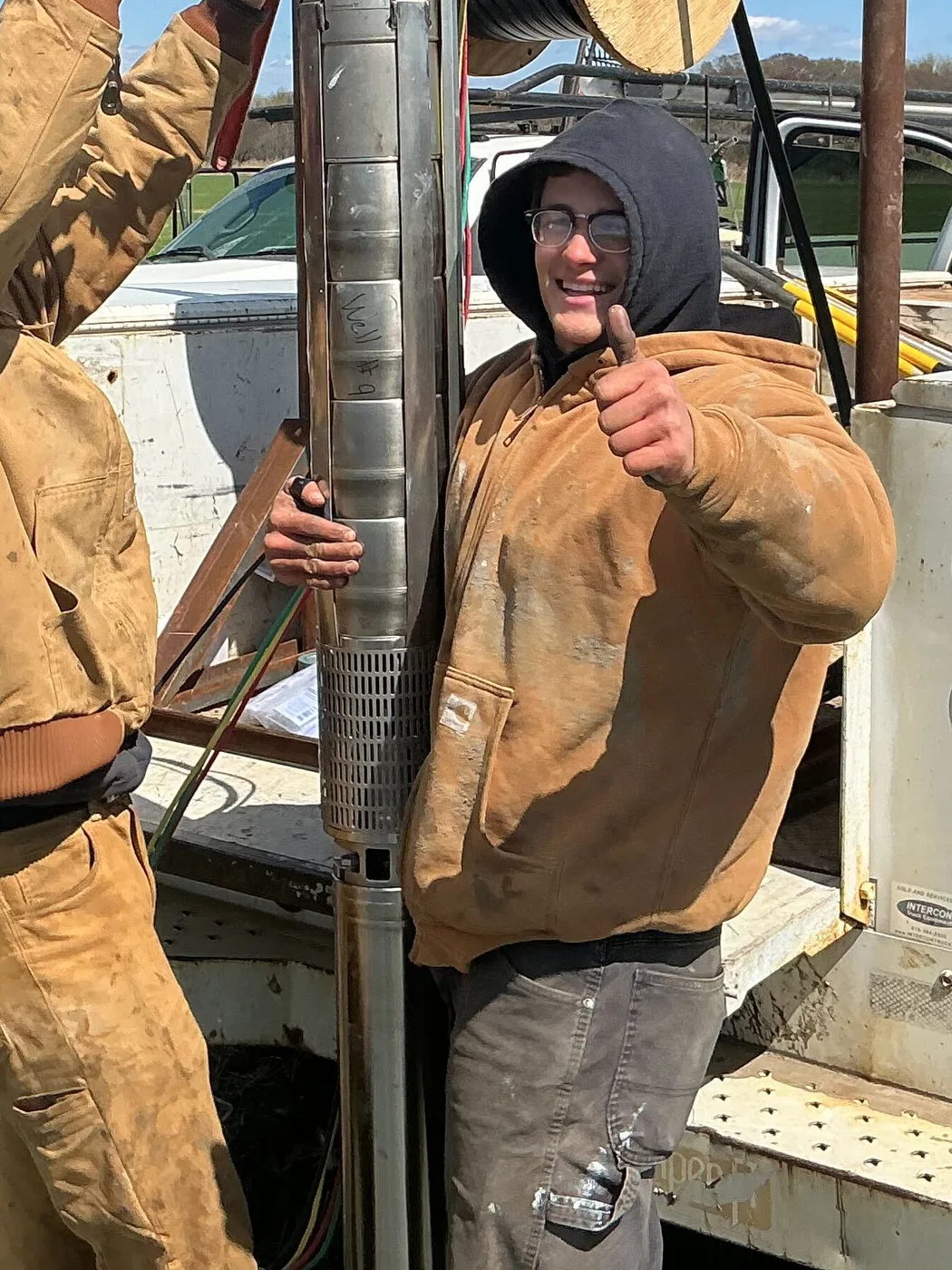 Submersible pump ready to set from the service truck